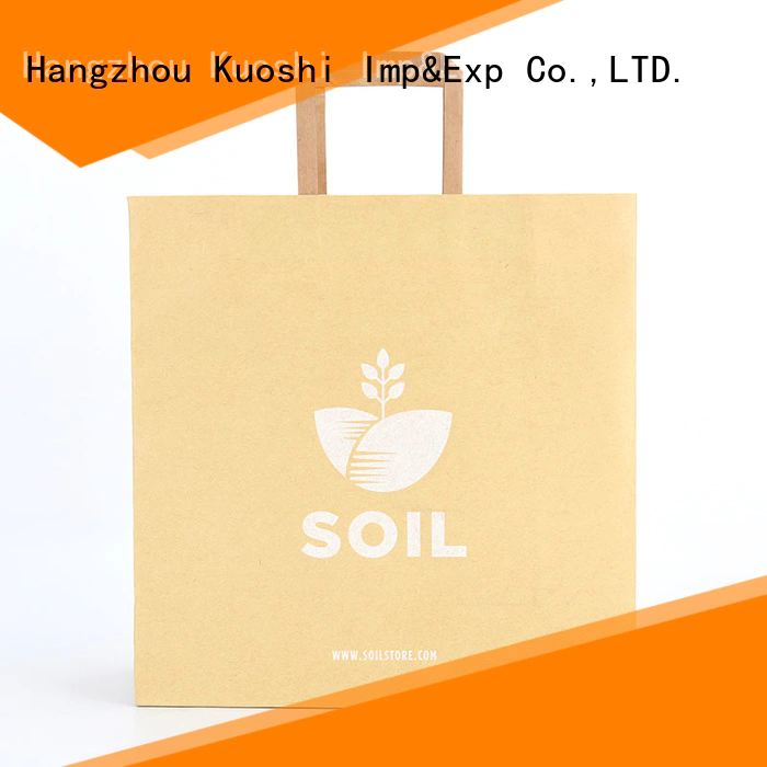 KUOSHI shopping small brown paper gift bags with handles for business for supermarket