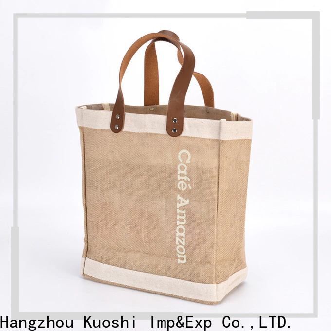 KUOSHI leather mini jute bags suppliers for vegetables