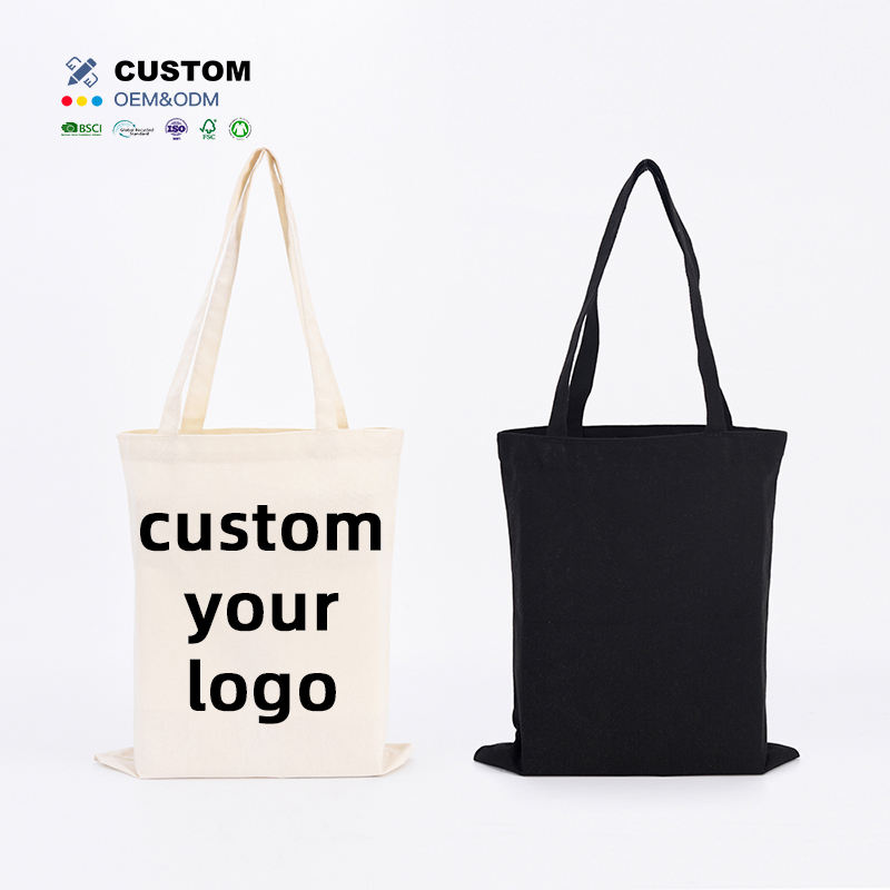 100% Cotton Custom Logo Canvas Tote Large Size Cotton Shopping Bags Reusable Large Tote Bag For Women