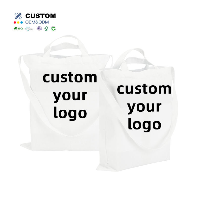 Custom Logo Cheap Plain Recycled Christmas Cotton Eco Friendly Canvas Cotton Shopping Tote Bag