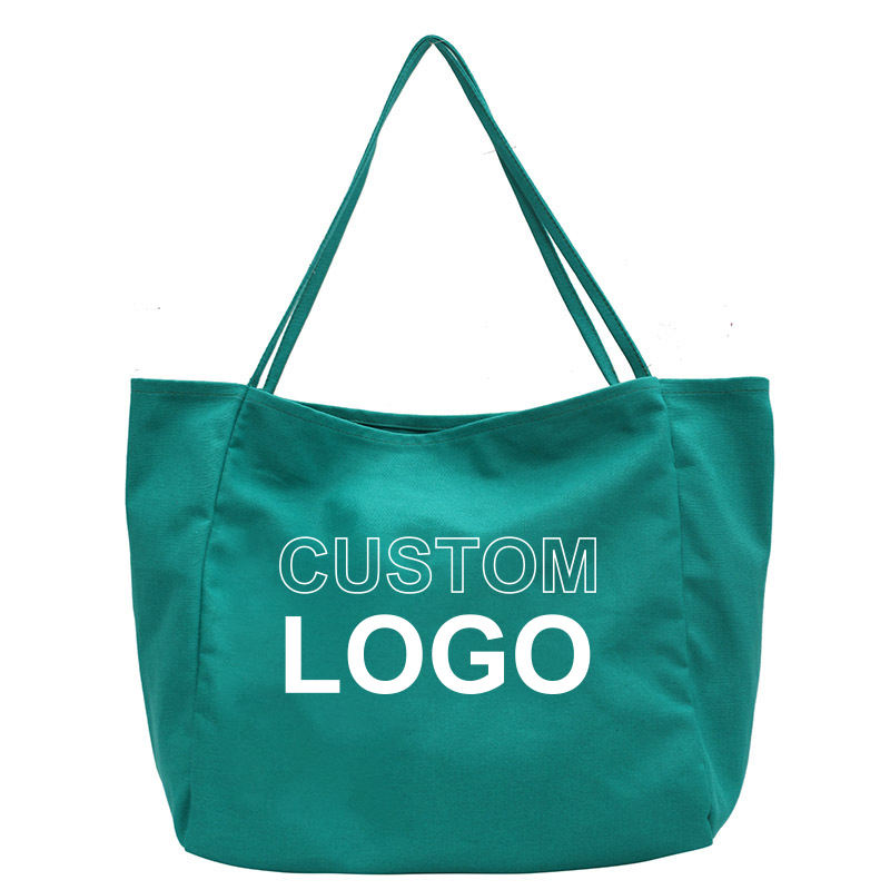 Customize Reusable Canvas Cotton Shopping Tote Bags with Custom Printed Logo for Women