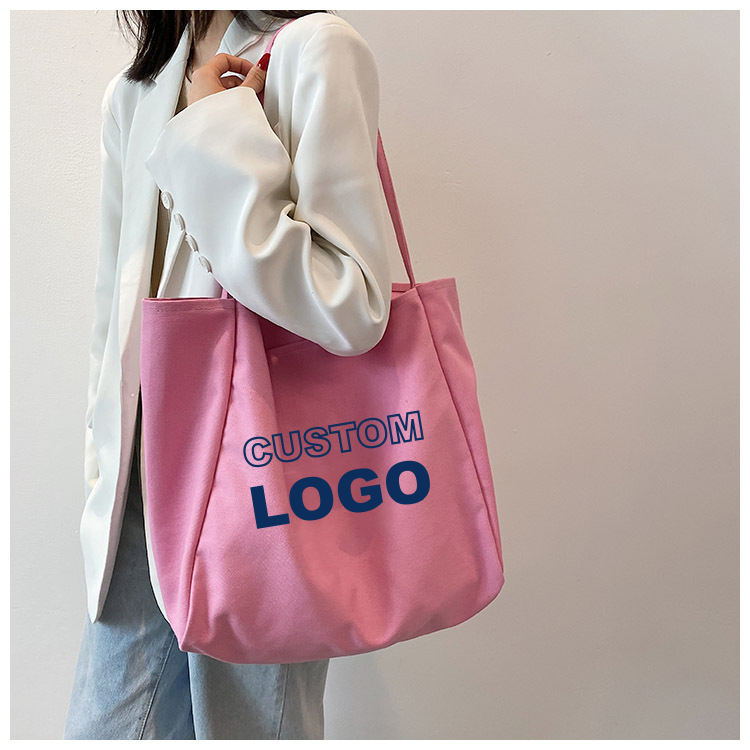 Customized Logo Printed Cotton Shopping Tote Bags Canvas Reusable Bag
