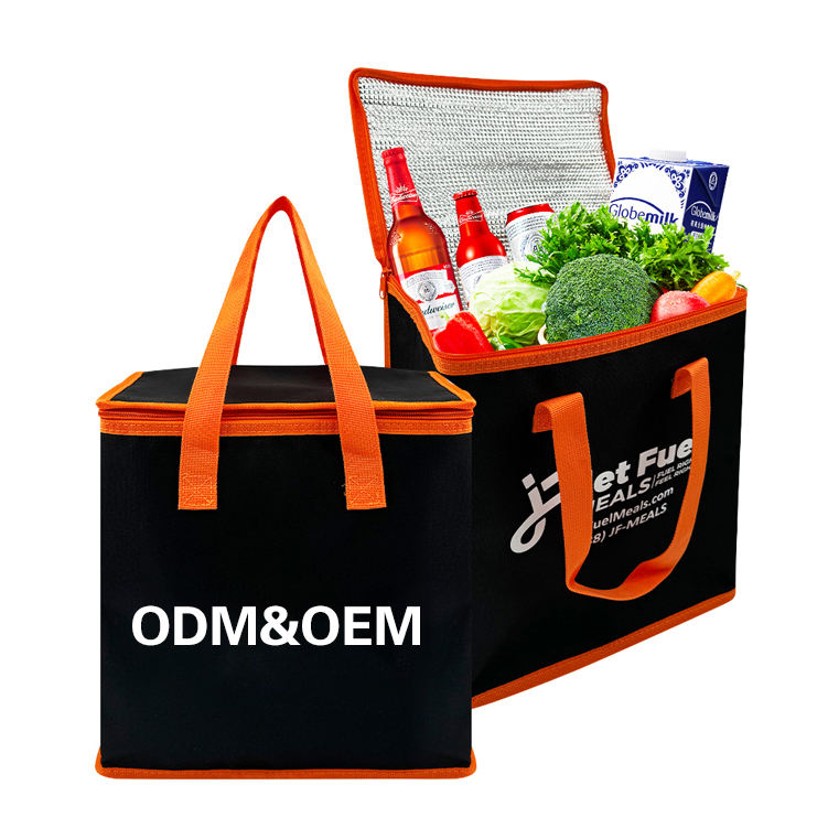Custom Logo Insulated Reusable Eco-Friendly Thermal Lunch Bag Grocery Cool Carry Non Woven Insulated Cooler Bag