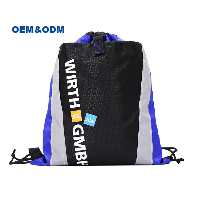 High Quality Large Capacity Waterproof Gym Colorful Polyester Drawstring Backpack With Pocket Custom Logo Drawstring Gift Bag