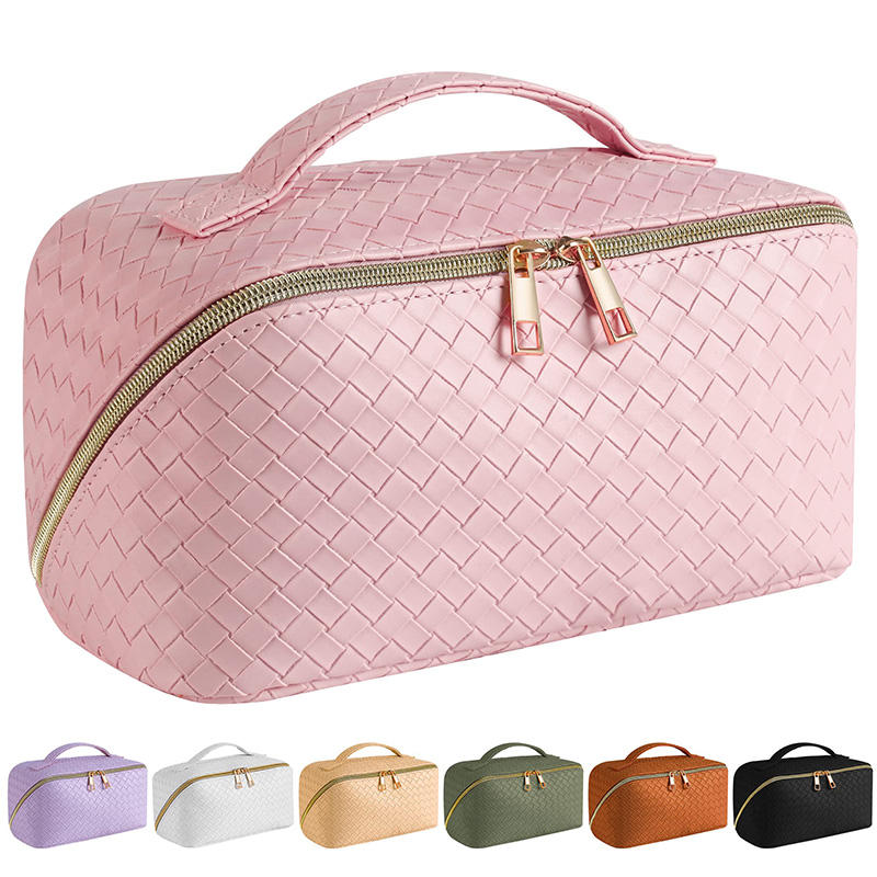 Custom PU Leather Makeup Cosmetic Pouch Bag Skincare Cosmetic Partition Storage Waterproof Travel Toiletry Bag Make up Bags