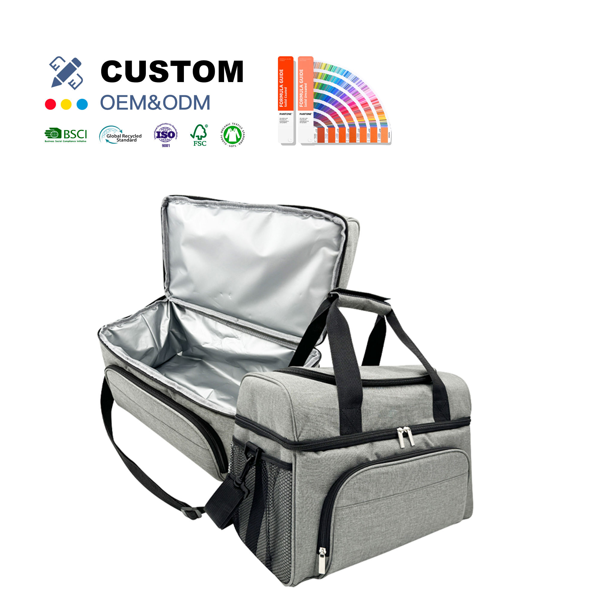 OEM ODM Kuoshi Custom Printed Portable Large 300D+ EPE form + PEVA Insulated Tote Bag Thermal Lunch Cooler Bag