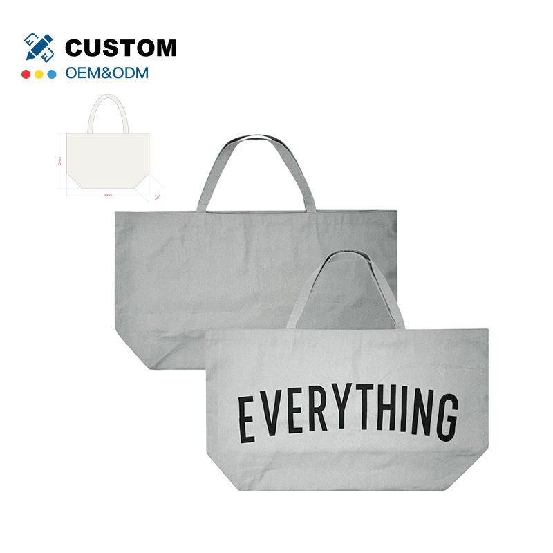 kuoshi Extra Large Plain Canvas Grocery Bag Cotton Shopping Tote Bag With Custom Printed Logo