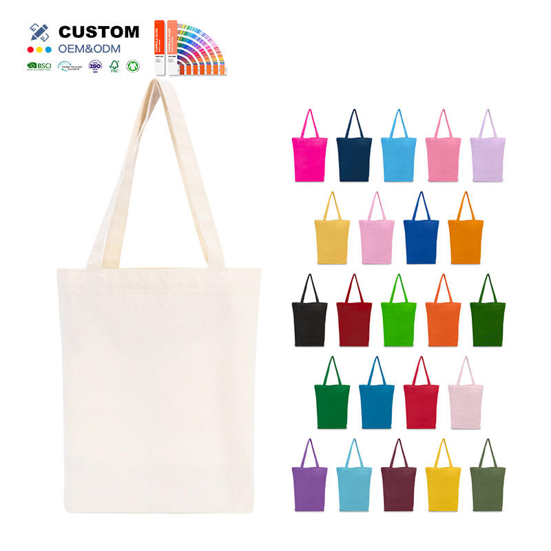 Custom Logo Eco-Friendly Canvas Shopping Tote Bag Organic Cotton Recycled Material Cartoon Pattern Design Eco-Friendly Bag