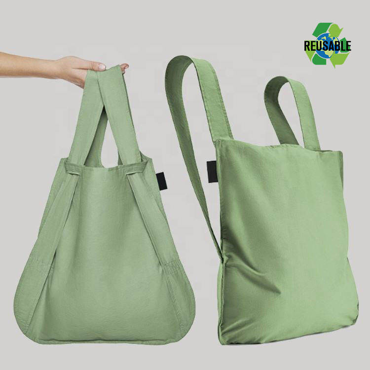 Travel Custom Print Eco Friendly Sublimation Cotton Canvas Handbag And Backpack Dual Purpose With Custom Printed Logo For Women