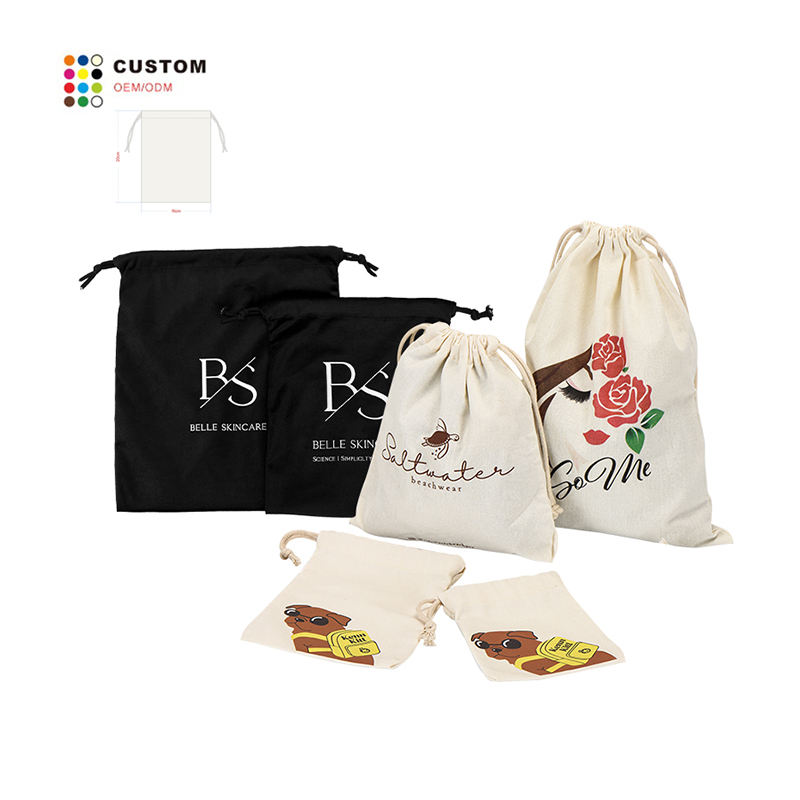 2022 Best Selling Eco-Friendly Canvas Drawstring Pack Recycled Cotton Bag with Custom Logo Print for Sustainable Use