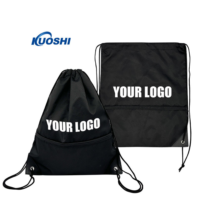 Kuoshi OEM Portable Running Bag 420D Polyester Sports Storage Drawstring Backpack Cotton Handle Custom Logo Fitness PP Material