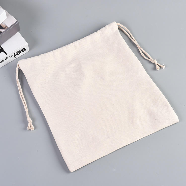 Promotion Plain Natural Cotton Customize Eco Friendly  Canvas Draw String Canvas Bag With Logo