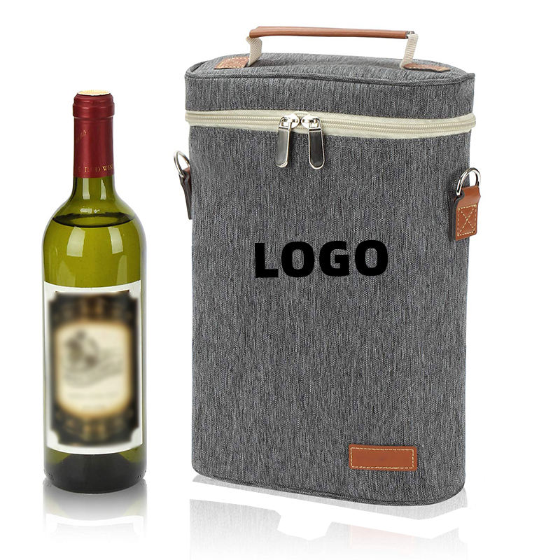 Custom Logo Leakproof Travel Insulated Wine Bottle Carrier Bag Picnic Tote Wine Cooler Bag