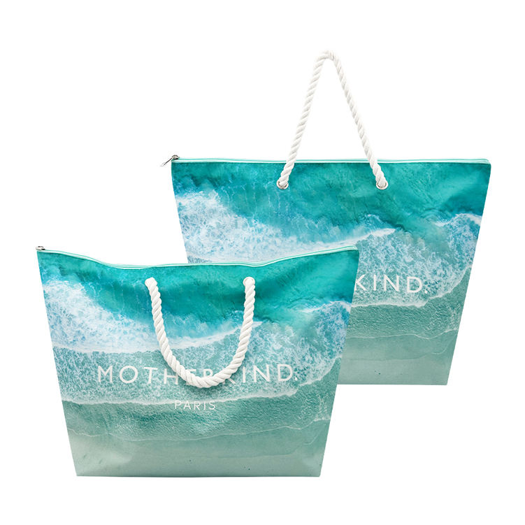 Waterproof Eco Friendly Handmade Beach Bags 600D Polyester Lady Shoulder Handle Tote Beach Bag