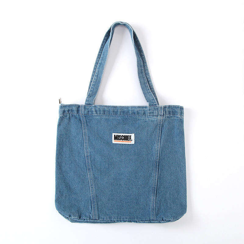 OEM Customize Denim Fabric Fashion Totes Bag Designer Ladies Handbag Tote Bag Jeans Cloth Tote Bag