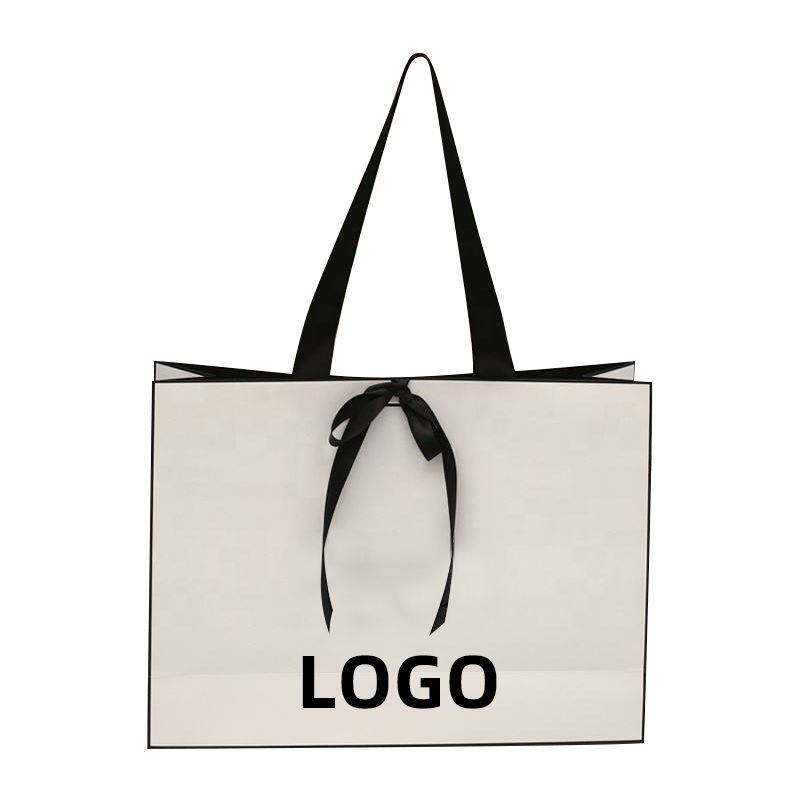 Wholesale Custom Print Logo Luxury White Paper Bag Gift Wedding Packaging