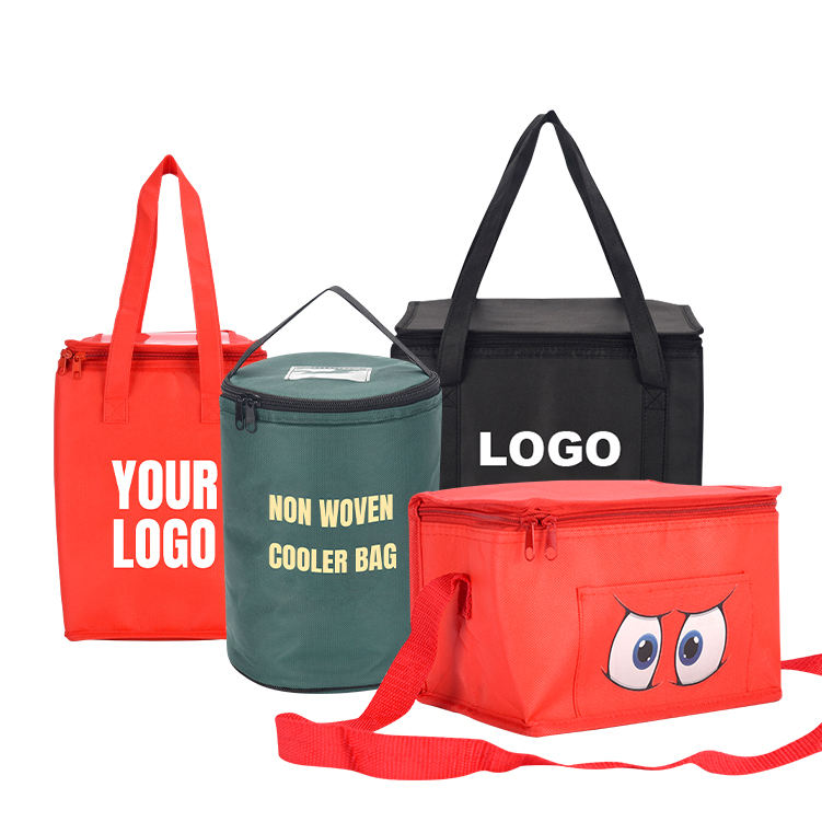 Custom Size Logo Printing Reusable Tote Food Delivery Bag Grocery Thermal Shopping Bag Non-woven Insulated Cooler Bag