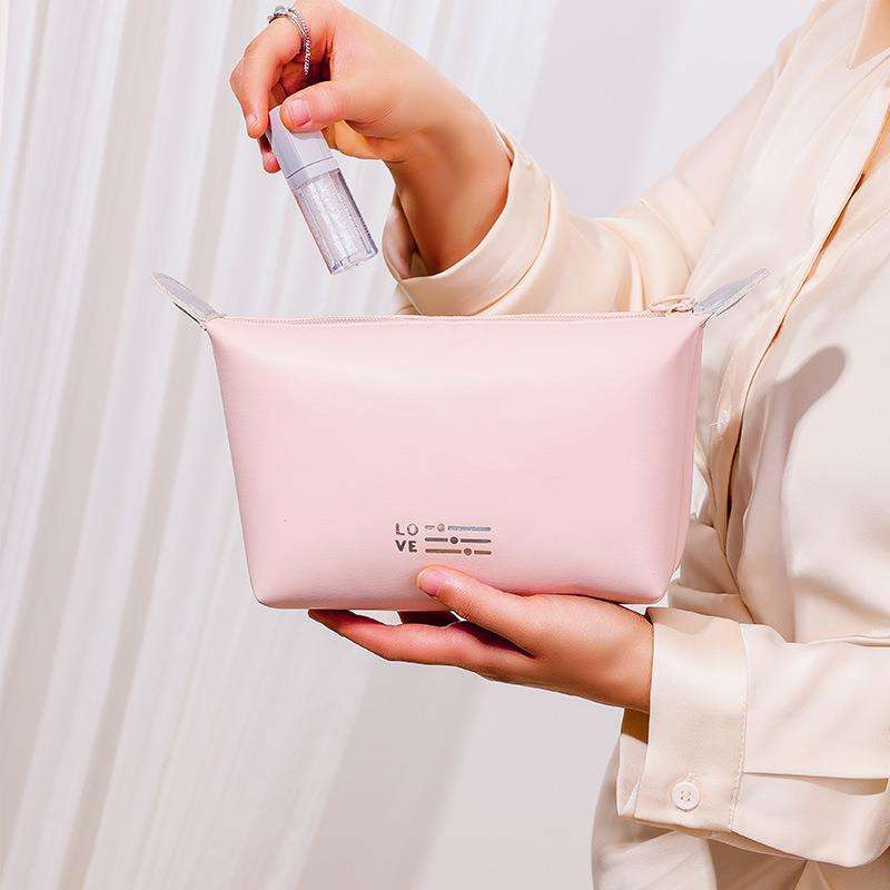 Custom Fashion Zipper Toiletry Makeup Bag Large Capacity Travel Gift Waterproof PU Leather Cosmetic Bag