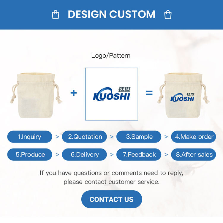 100% Eco-friendly High Quality Luxury Cotton Jewelry Dustbag Drawstring Dust Bag for Handbag with Logo Print