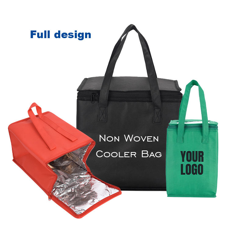 Wholesale Foldable Non Woven Aluminum Foil  Insulated Cooler Lunch Bag Thermal Custom Food Cooler Bags