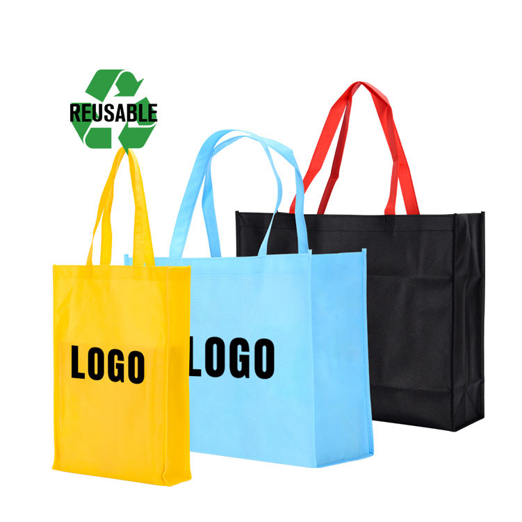 Eco Friendly Custom Size Logo Reusable Non Woven Fabric Carry Tote Bag Grocery Shopping Bags