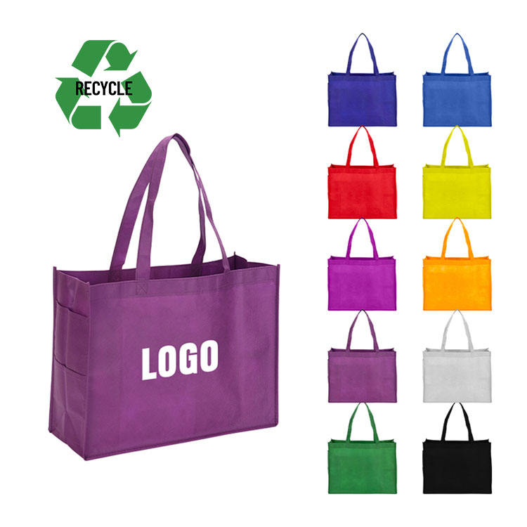 Customized Reusable Rpet Grocery Tote Shopping Bag Recycled Eco Laminated Non Woven Bag with Print Logo