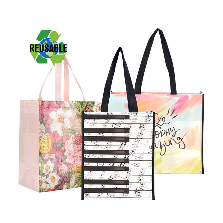 Eco-friendly Reusable Grocery Shopping Tote Bags materials pp non woven bag